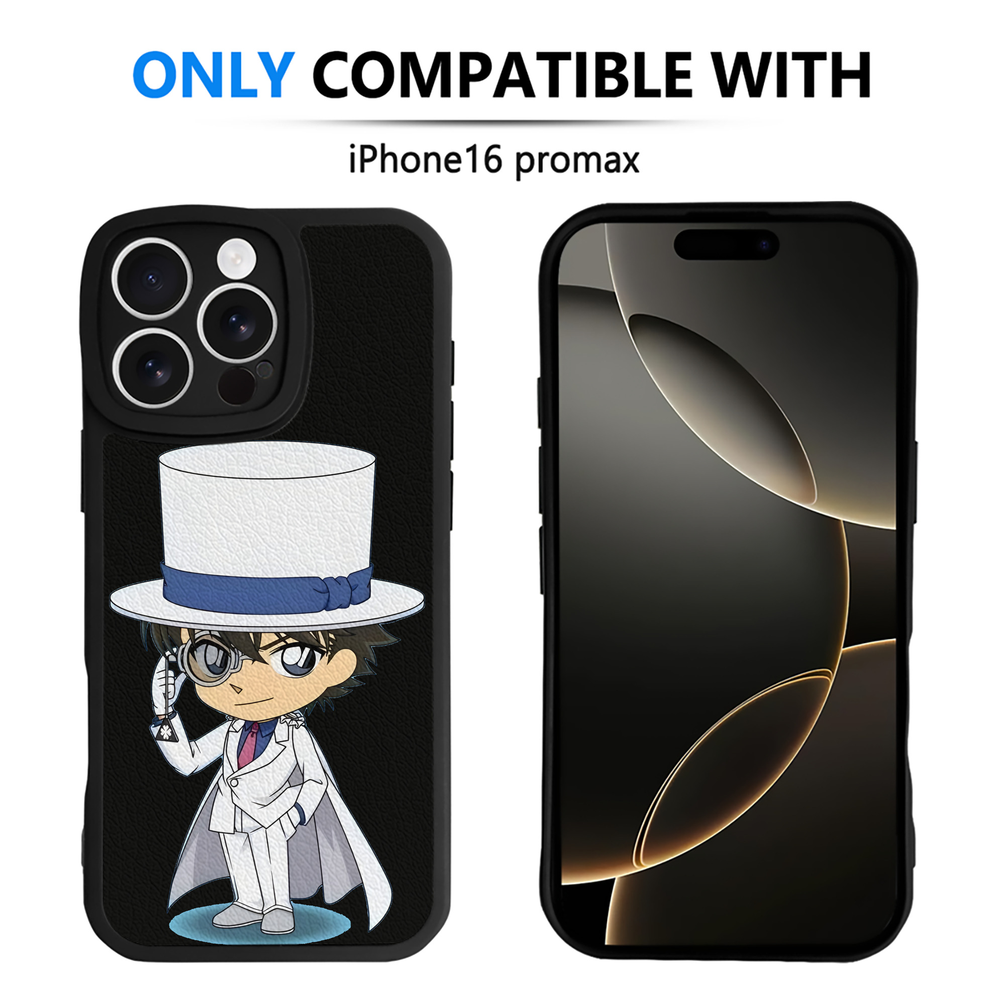 （画像用） 名探偵コナン くろば かいと Detective Conan Kuroba Kaito 【iPhone 16シリーズ対応】シリコンスマホケース（レザー調） 材質：シリコン